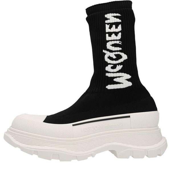 Кроссовки tread slick knitted boots 'black white' Alexander Mcqueen, черный