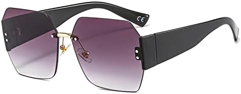 

Модные солнцезащитные очки без оправы для женщин, квадратные очки-маски, трендовые женские солнцезащитные очки с защитой от УФ-излучения, винтажные очки MTZJH, C1black-gray