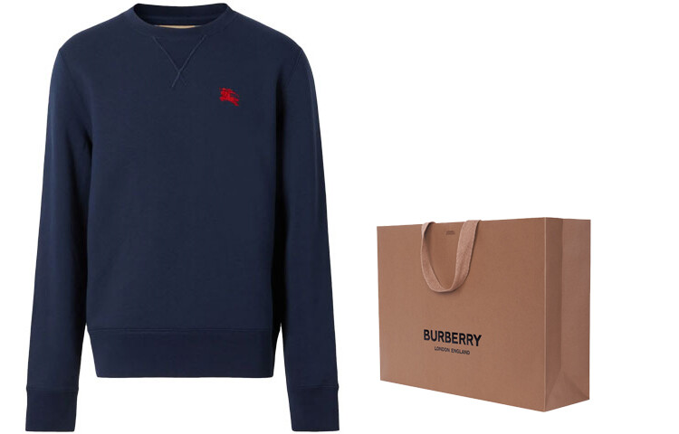 Толстовка Burberry, хлопковая, с вышитым логотипом, темно-синий — фото 2