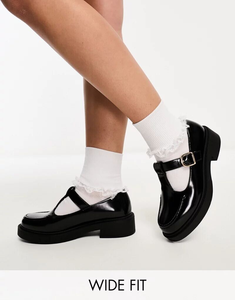 

Черные балетки широкого кроя ASOS Margo Mary Jane