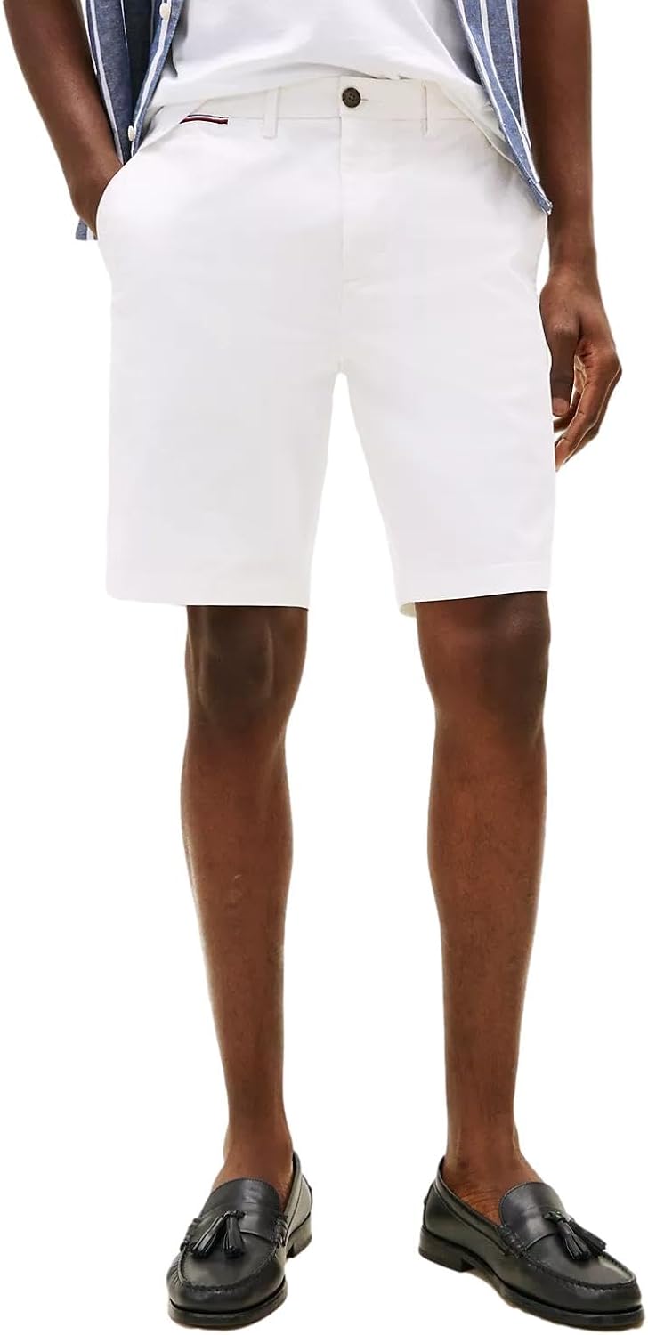 

Мужские повседневные эластичные шорты-чиносы Tommy Hilfiger с внутренним швом 9 дюймов, Th Optic White