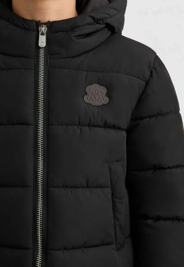 Пуховик свободный Myles monogram hooded relaxed puffer Reiss Black, черный — фото 2