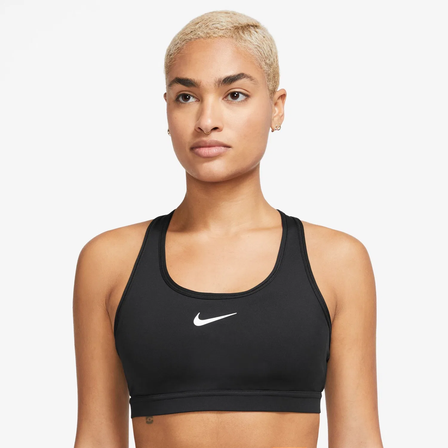 Женский спортивный бюстгальтер с компрессией Nike, Black/White — фото 4
