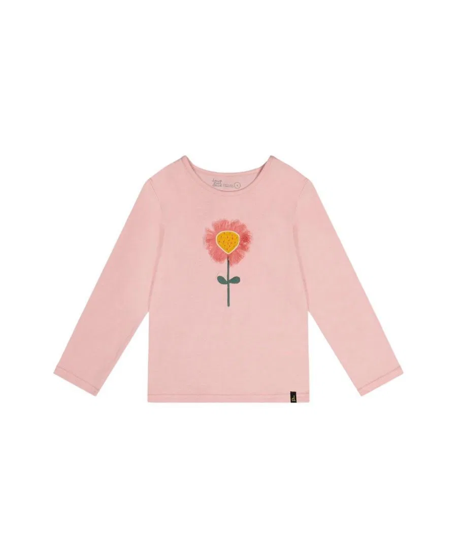 Футболка с длинным рукавом с 3D-вышивкой Frosted Strawberry Deux par Deux, Pale Dusty Pink