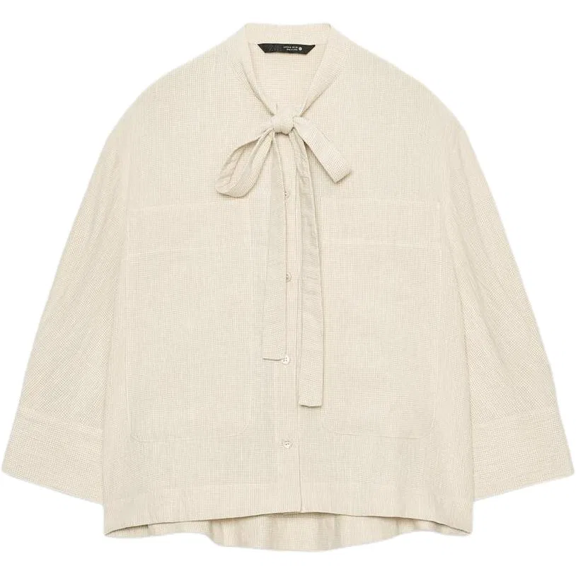 Женская рубашка с воротником-стойкой Beige ZARA, Beige