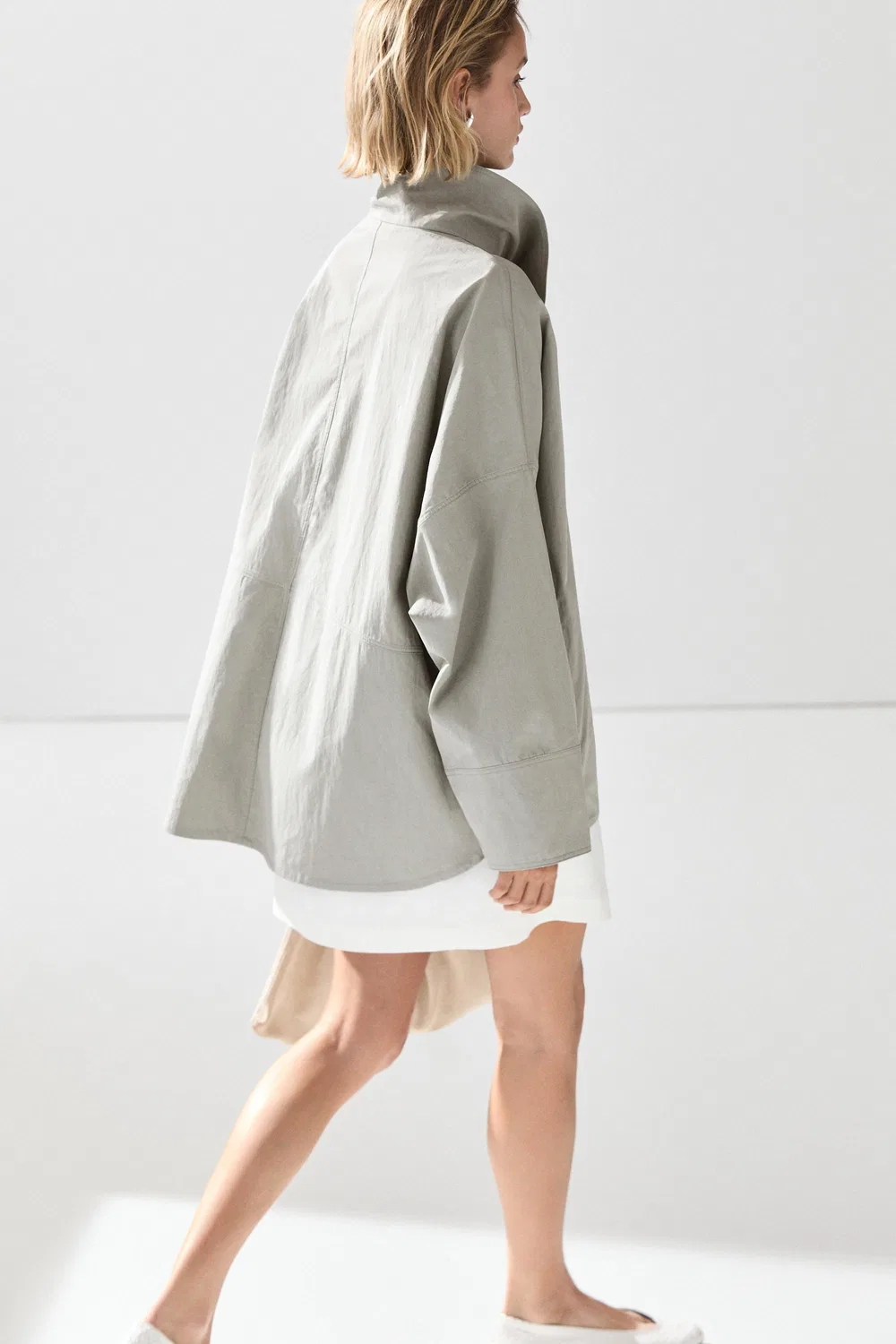 Куртка Massimo Dutti, с высоким воротником, голубовато-серый — фото 4