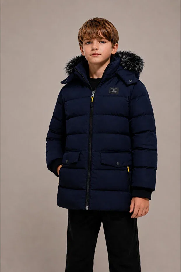 Детское пальто для девочек с капюшоном Regos, Navy Blue