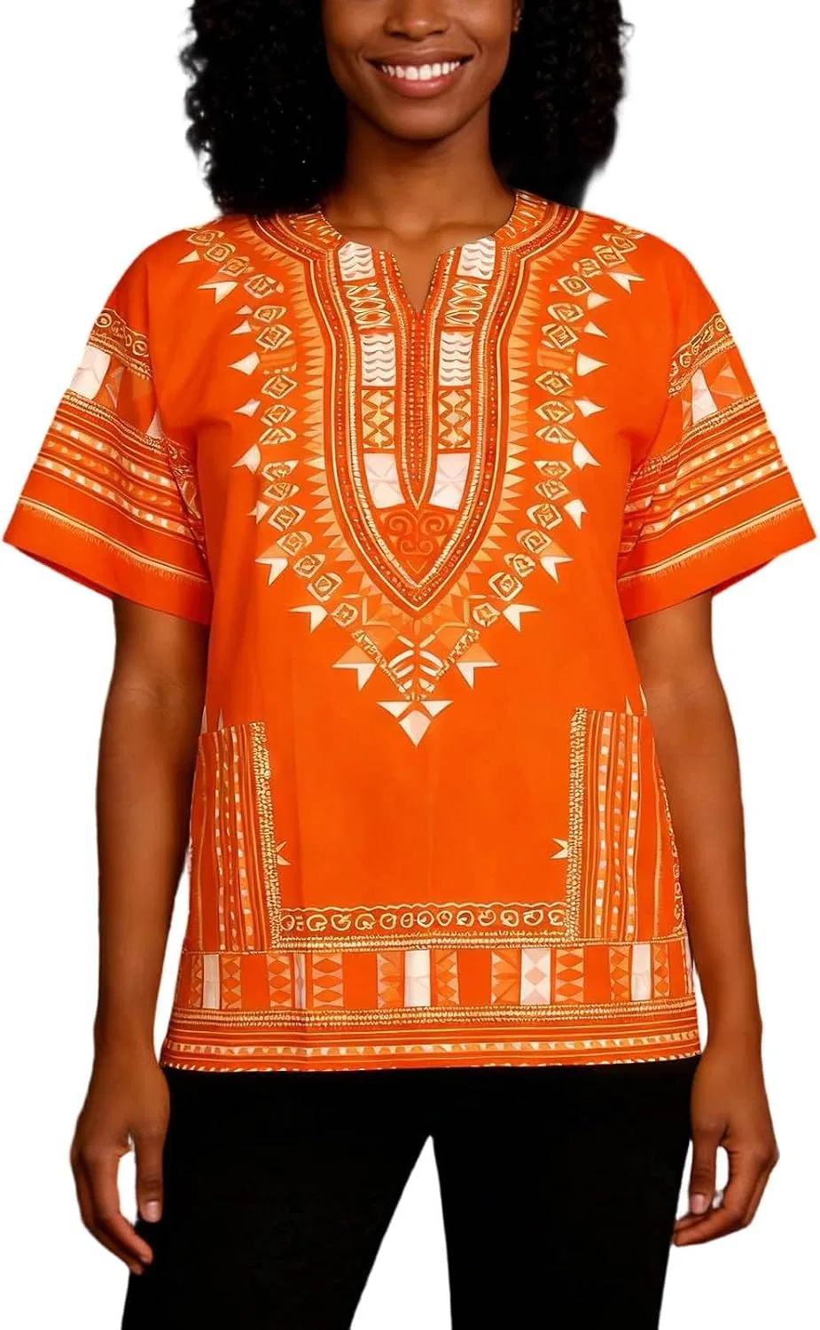 Мужская футболка с принтом Dashiki Loose Fit, Orange — фото 4