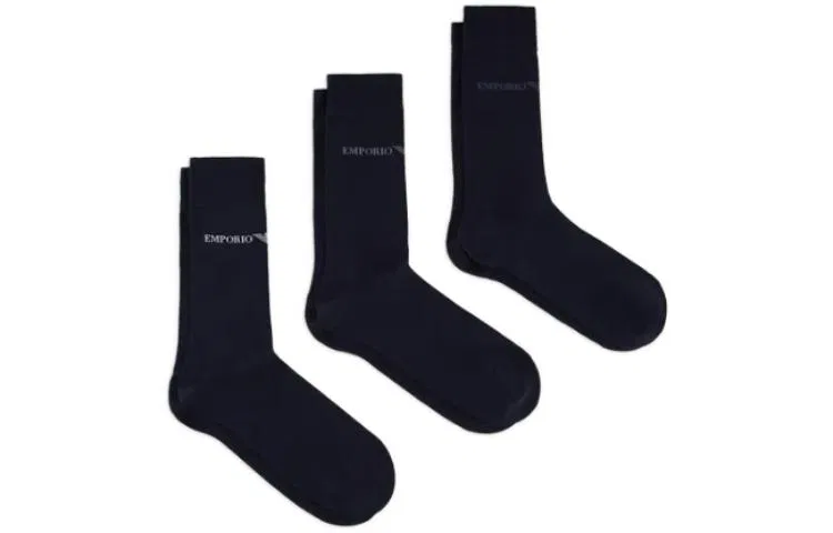 Носки высокие мужские, 3 пары, Emporio Armani Marine Blue