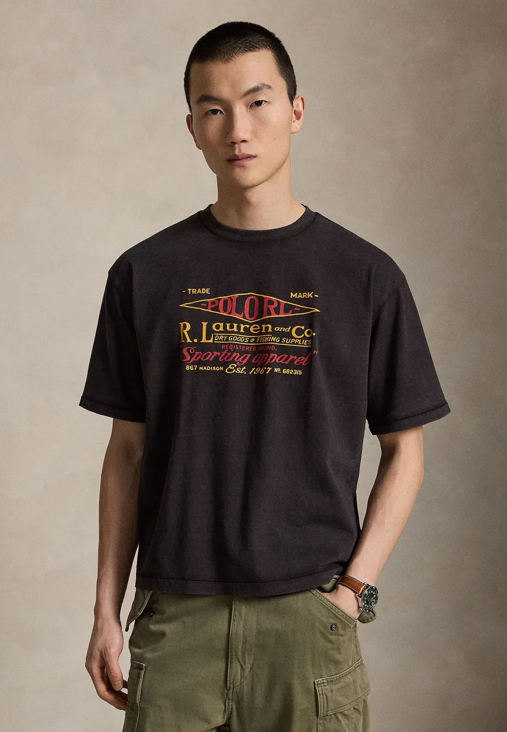 Футболка свободного кроя с графическим принтом Polo Ralph Lauren, Black