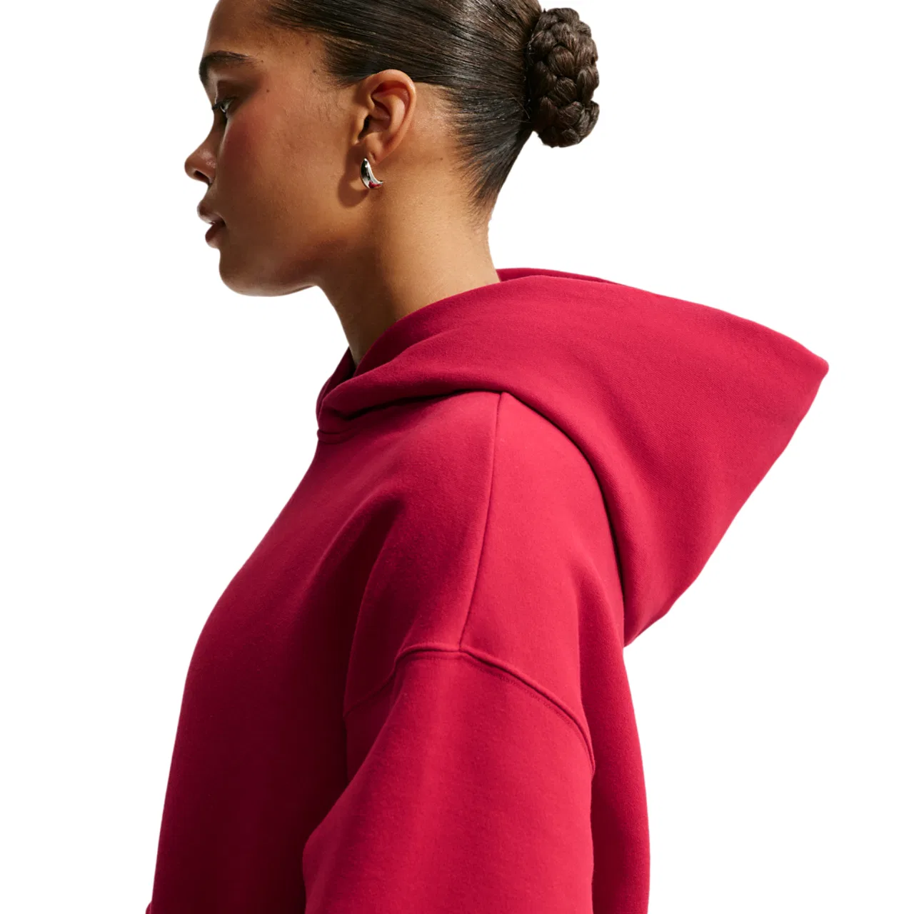 Женское теплое худи Studio Fleece Oversized Hoodie Nike, Tough Red/Sail — фото 3