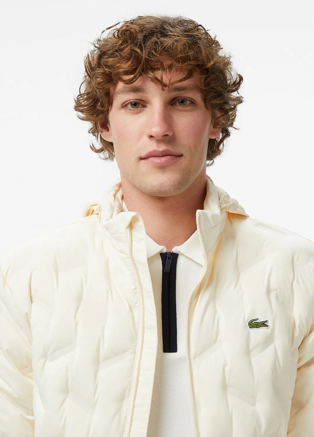 Пуховик Lacoste, кремовый — фото 3