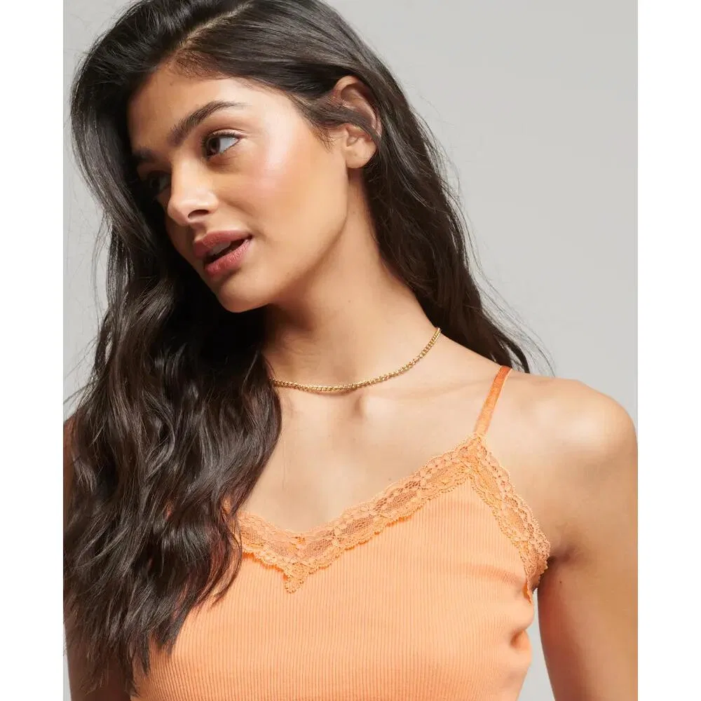 Женский топ на бретелях с кружевом Vintage Lace Cami Superdry, Orange — фото 4
