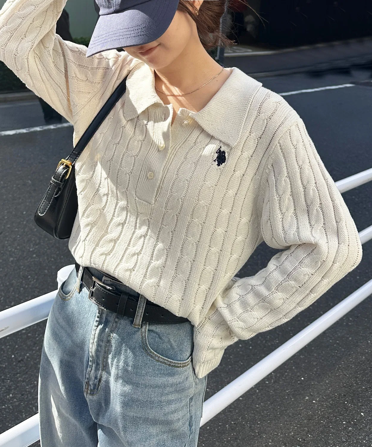 Женский свитер с длинным рукавом с принтом, модель RANAN U.S. POLO ASSN., Ivory