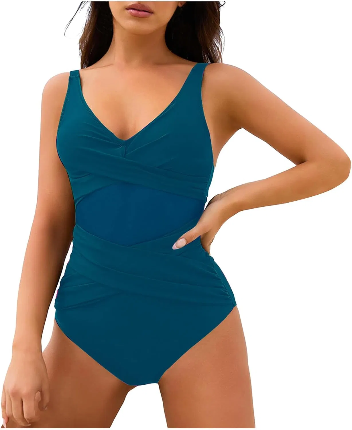 Женский цельный купальник с утяжкой живота Mesh, A01_blue