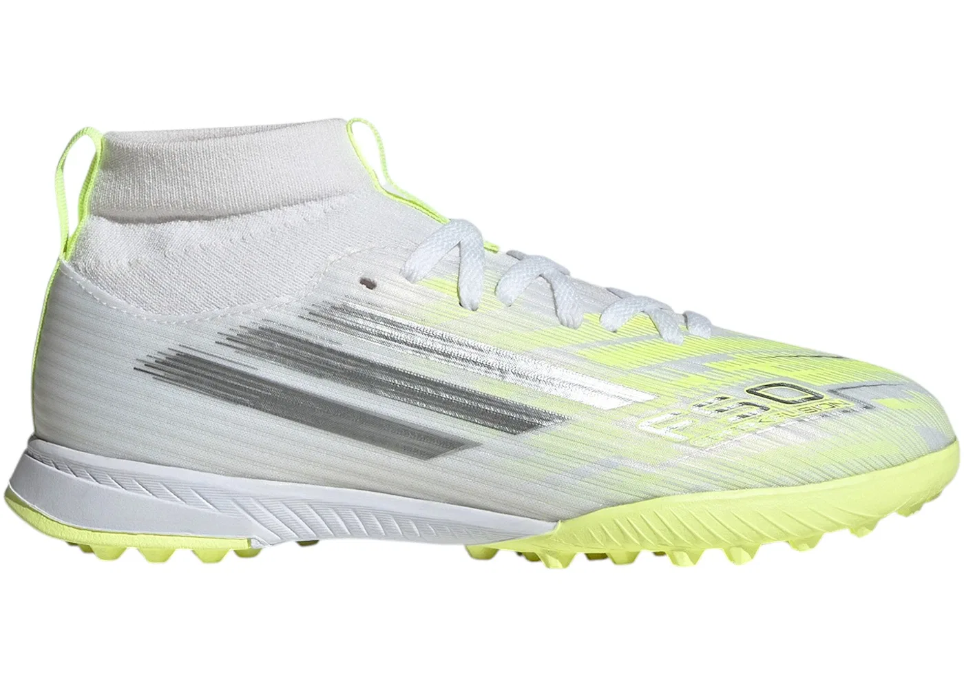 Детские бутсы с высоким берцем Sparkfusion League Mid Cut TF Adidas, Cloud White/Iron Metallic/Hi-Res Yellow