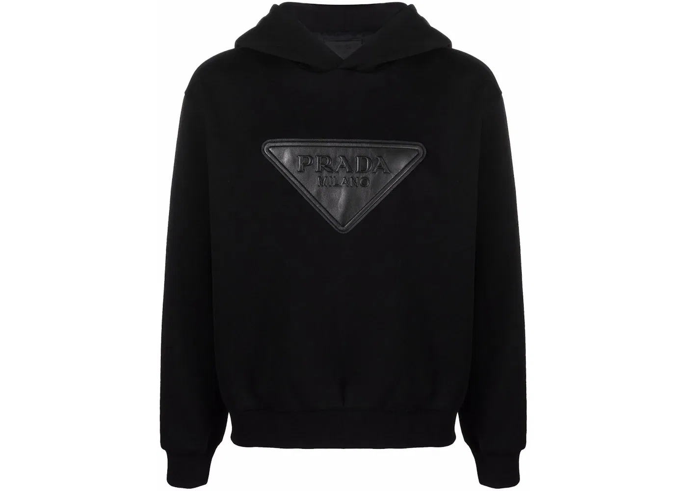Мужская худи с логотипом из кожи Prada, Black