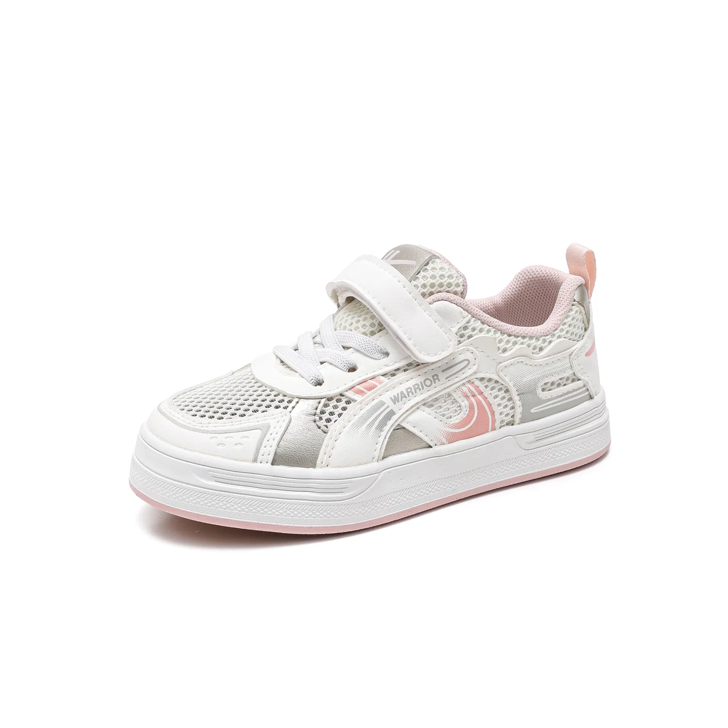Детские кеды для девочек с принтом, White Pink, WARRIOR
