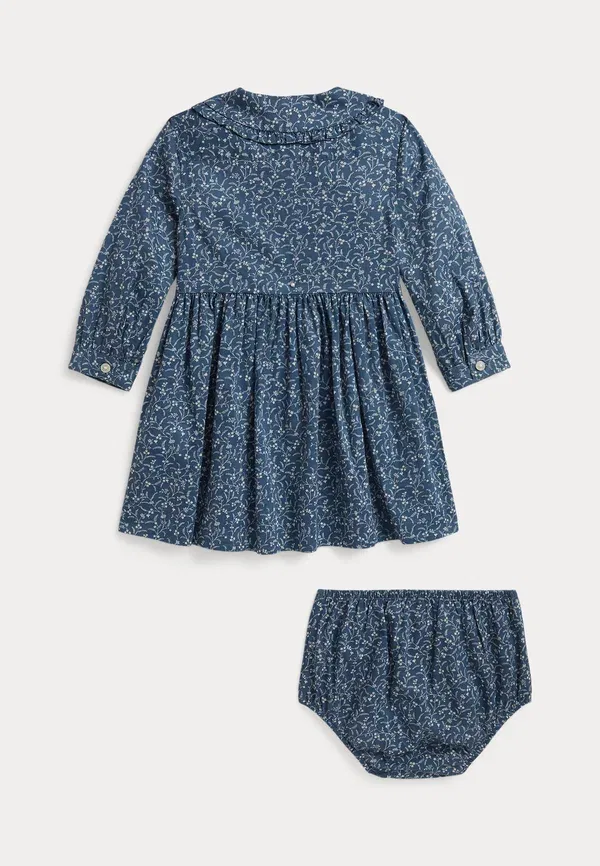 Платье с цветочным принтом Floral cotton shirtdress & bloomer, Polo Ralph Lauren, Prolyn Blue, синий — фото 2