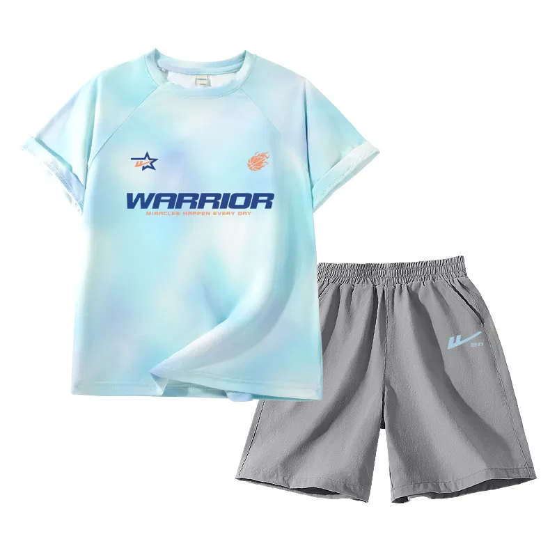 Детский комплект спортивной одежды с принтом Blue Purple/H Basketball Blue Text-Gray/H Huili Qing Blue K WARRIOR