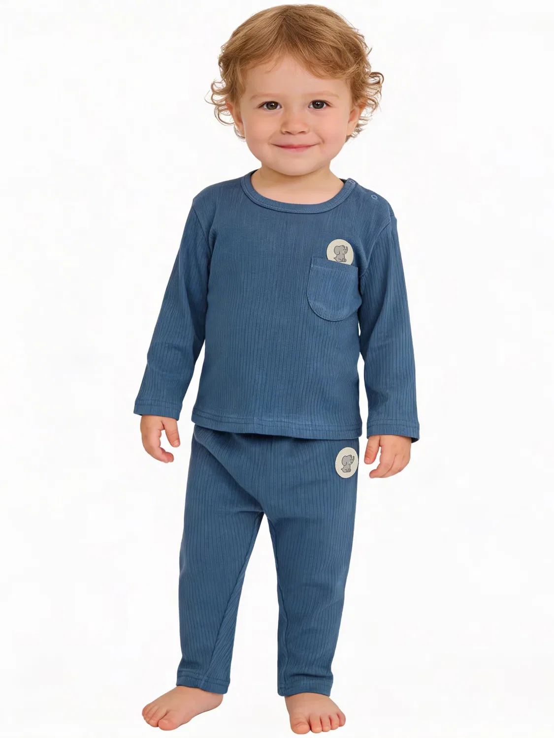 Комплект из хлопка с длинным рукавом Babies Basic, синий