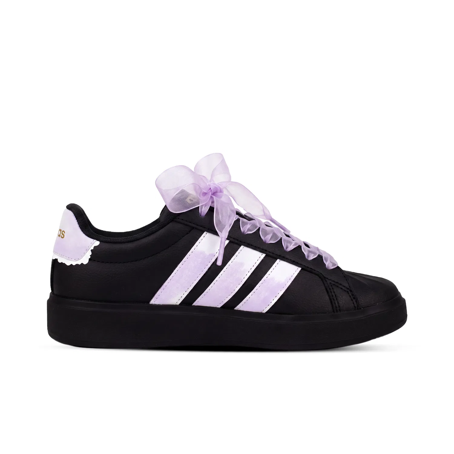Детские кроссовки для скейтбординга с ручной росписью Street Talk Kids Adidas, Black Purple — фото 4