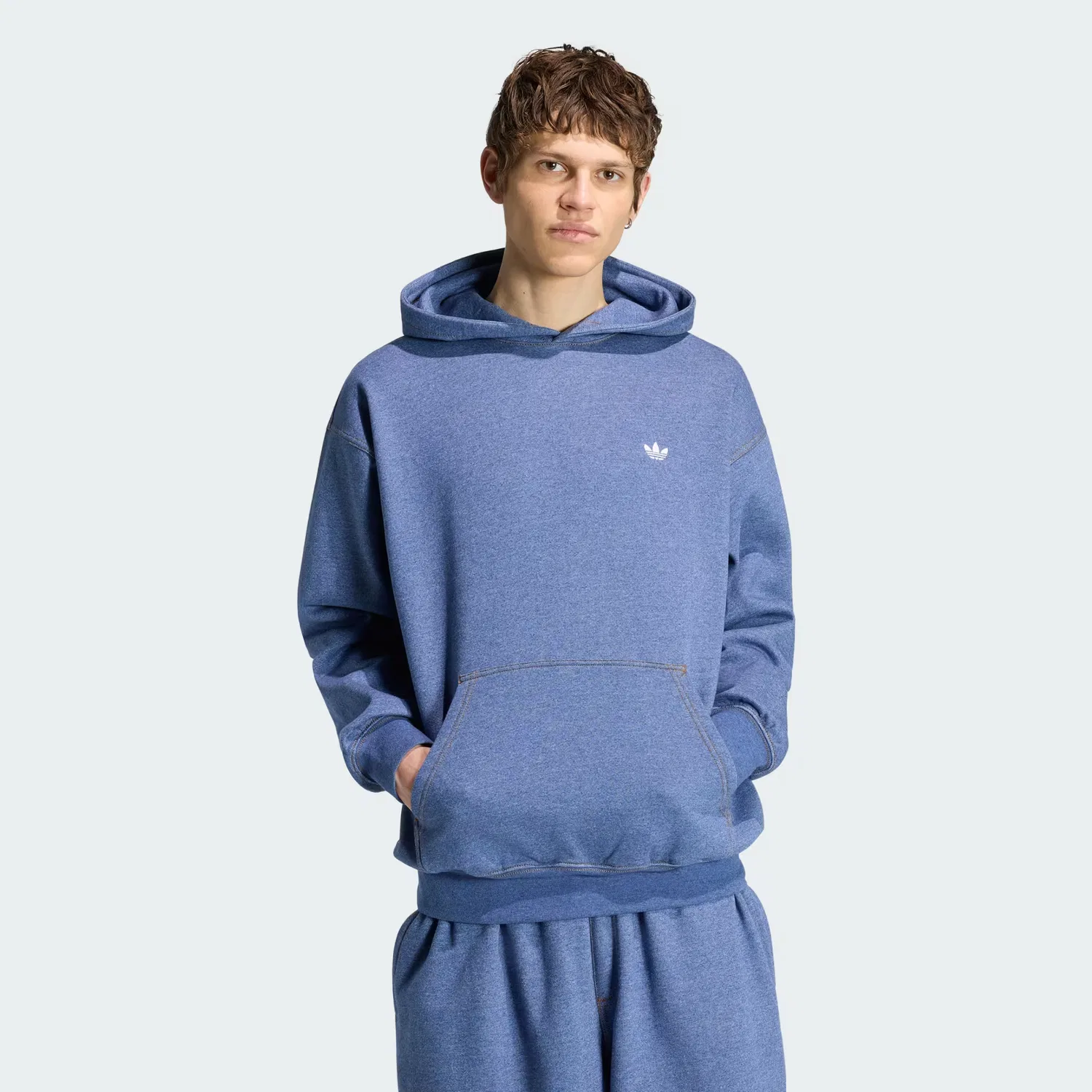 Мужское худи свободного кроя Trefoil Essentials Melange Adidas Originals, синий меланж