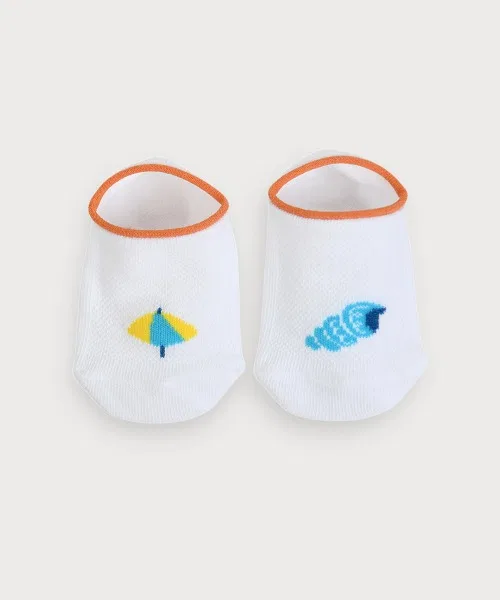 Детские носки-слипоны с морским принтом, модель Marine Motif Sneaker Socks, moimoln, Ivory