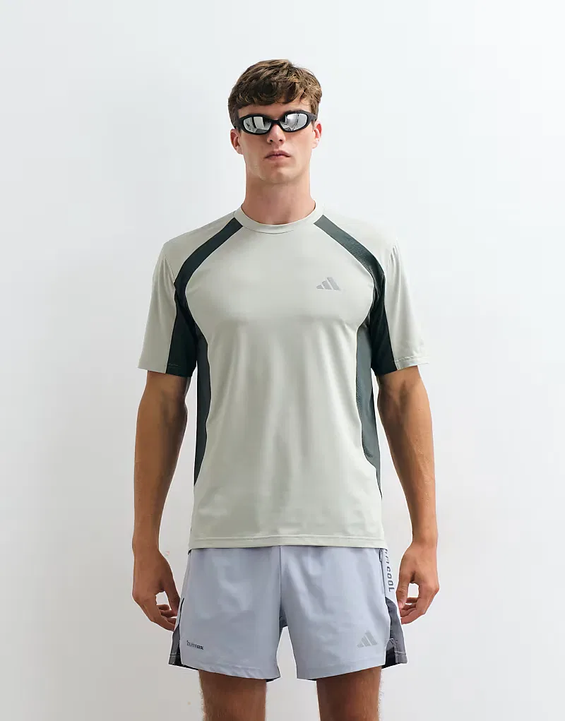 Футболка Adidas Training tech colourblck шалфейно-зеленый — фото 3