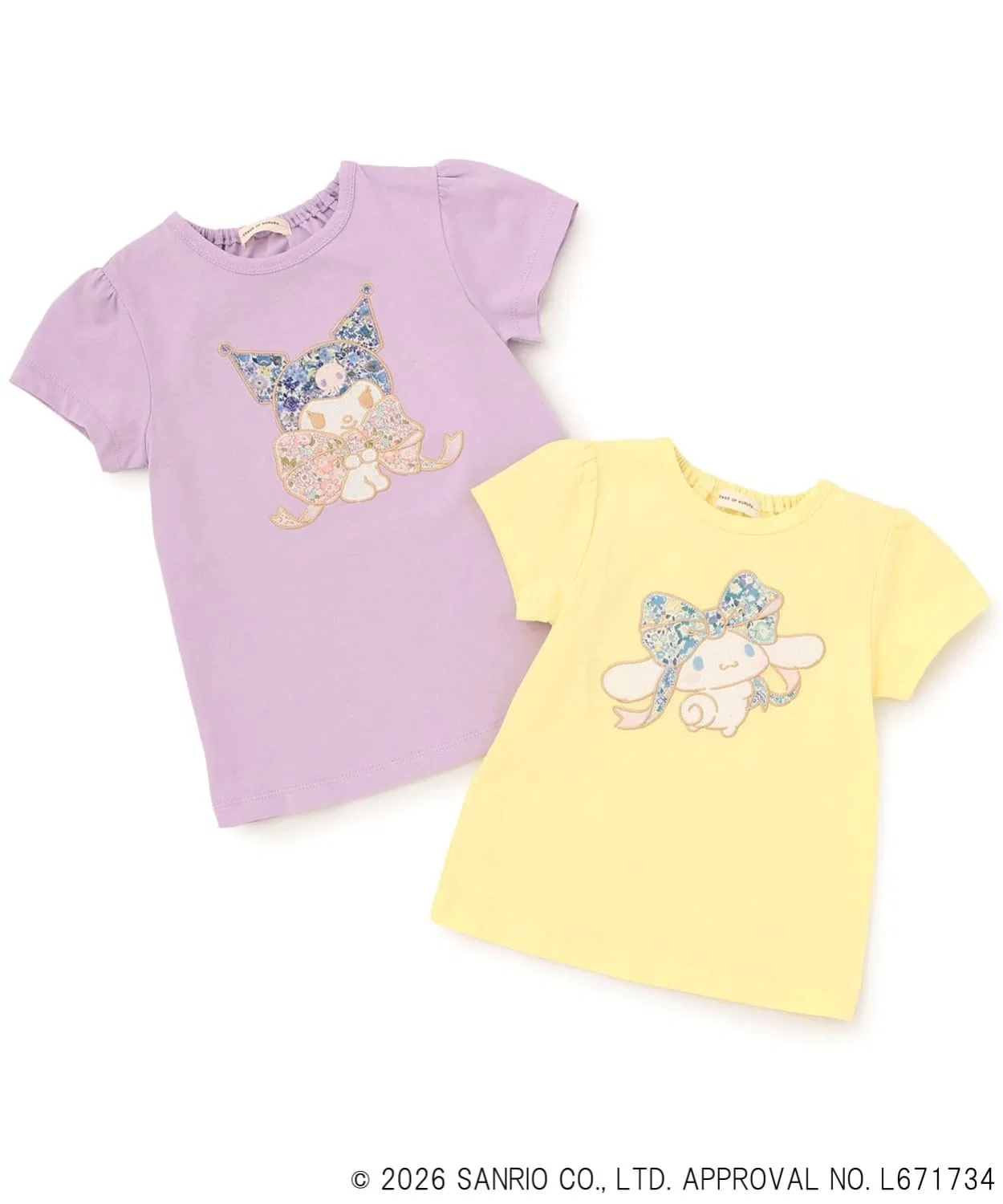 Детская футболка с принтом A-силуэта Сinnamonroll Kuromi Liberty Applique sense of wonder, Lavender — фото 3