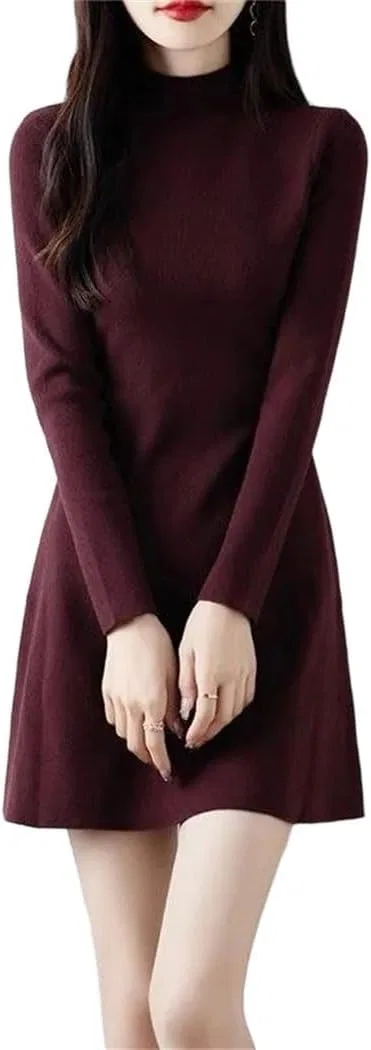 Женское элегантное платье с полуводолоткой A-line, Purple