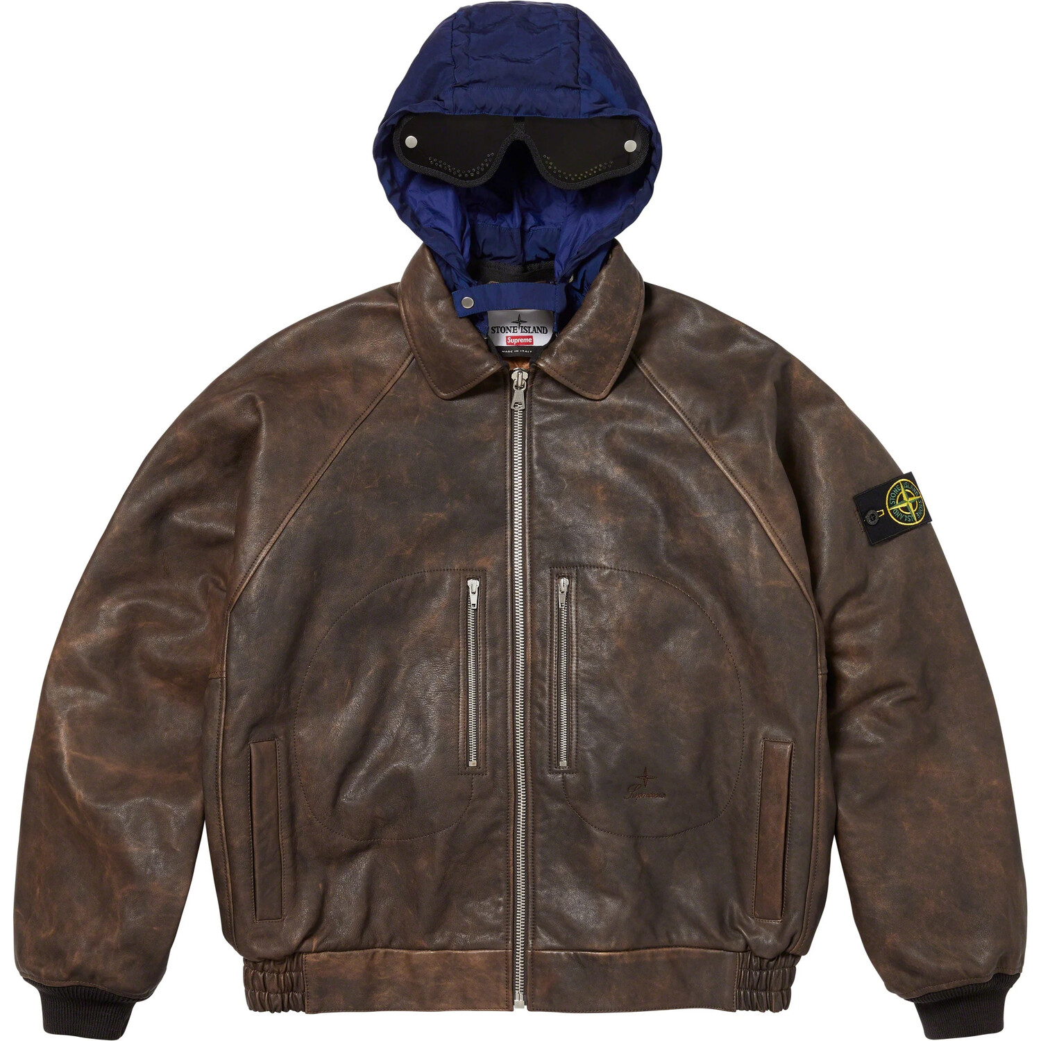 

Куртка Supreme x Stone Island Leather Bomber, коричневый