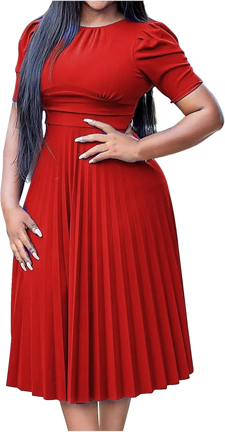 Женское коктейльное платье миди A-line с рюшами, L-l3 Red
