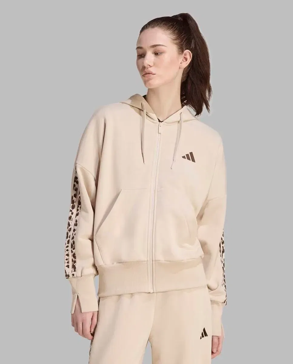 Женская толстовка с капюшоном и молнией с принтом Seasonal Essentials adidas, Beige