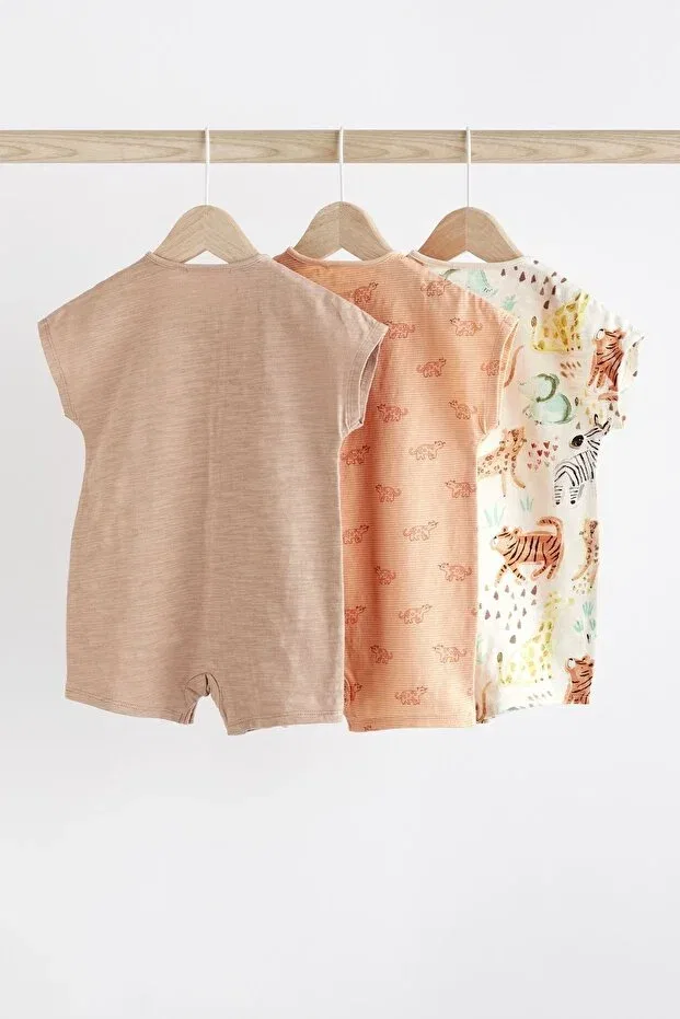 Детский комбинезон-короткий с принтом Safari 3 Piece Romper Set Next Baby, Nude Color — фото 2