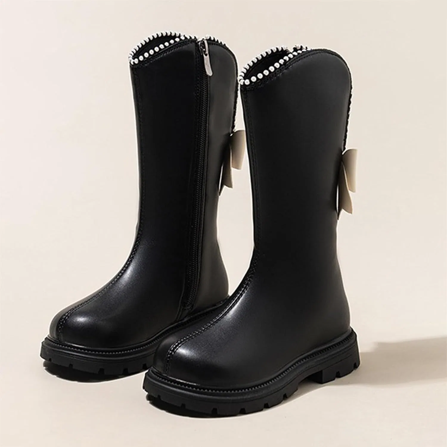 Детские сапоги для девочек с принтом и жемчужной отделкой Western Boots, Black — фото 3