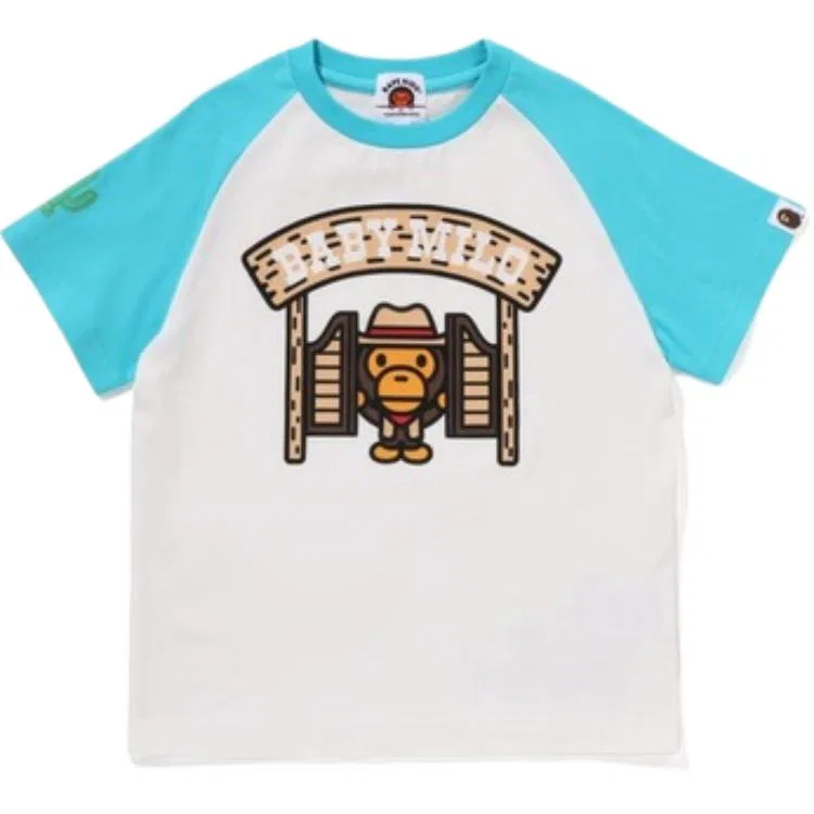 Детская футболка с коротким рукавом Bape SS25 Red A BATHING APE, Sax Blue