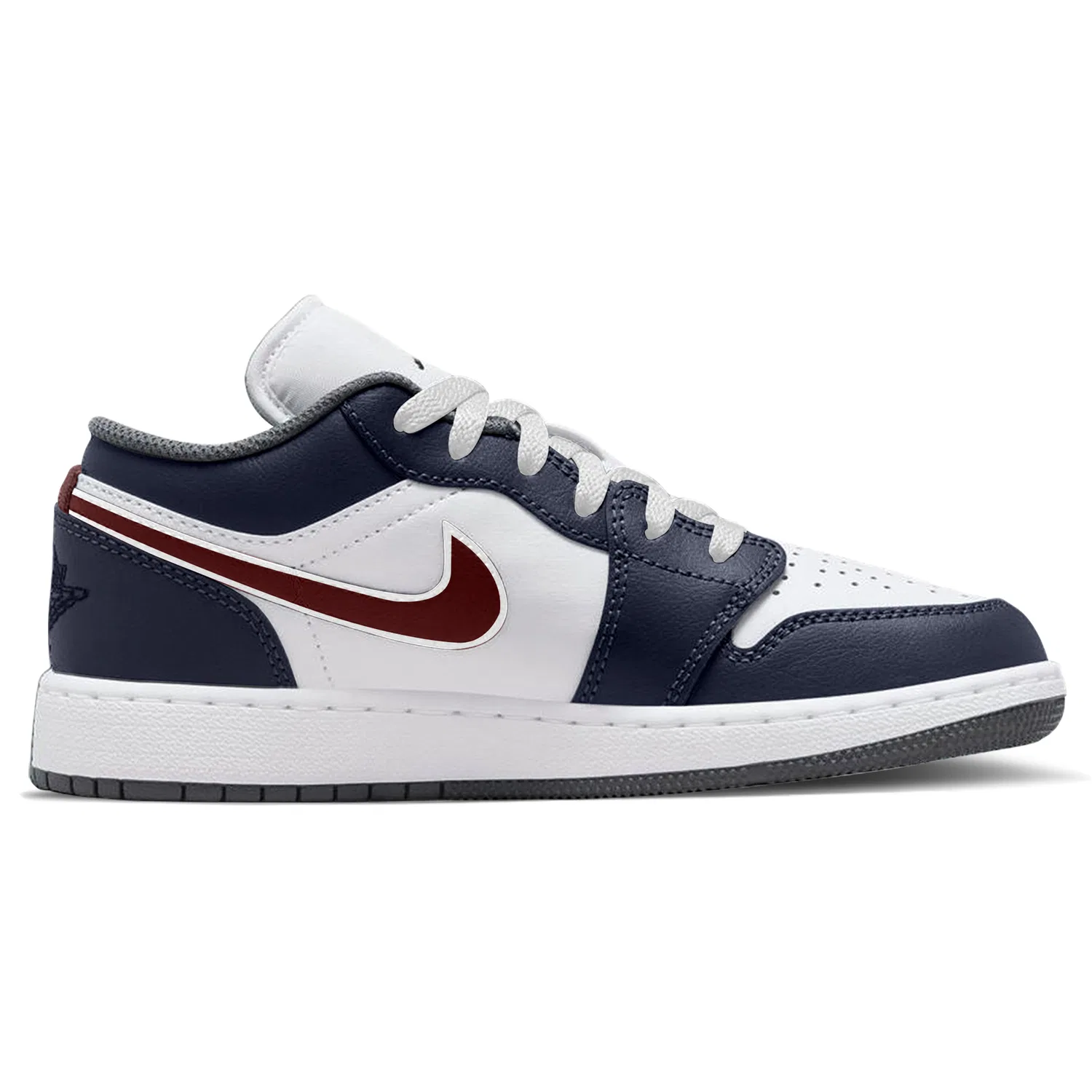 Детские кастомизированные кроссовки Air 1 Lemon Gift Box Edition Navy Blue with Red Satin Jordan, White — фото 4