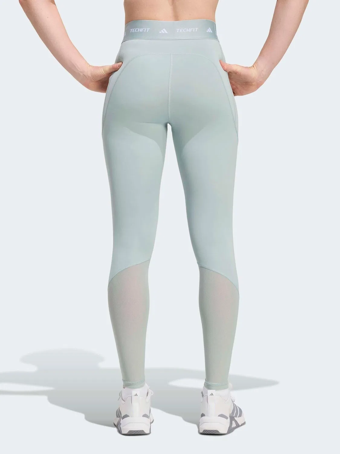 Леггинсы компрессионные Techfit Stash Pocket adidas, зеленые — фото 2