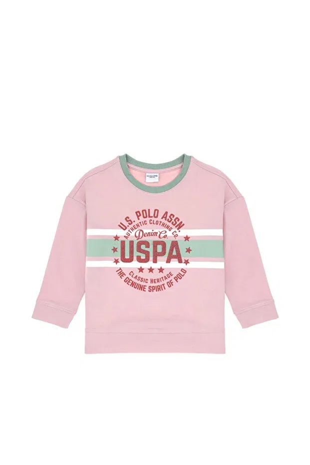 Детские свитшот для девочек с круглым вырезом U.S. Polo Assn., Pink — фото 4