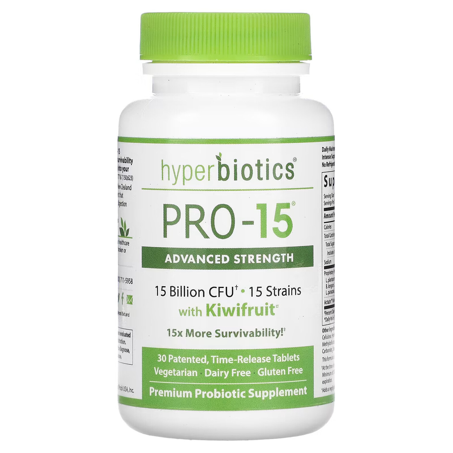 

Hyperbiotics, PRO-15 форте, 15 млрд КОЕ, 30 таблеток с медленным высвобождением