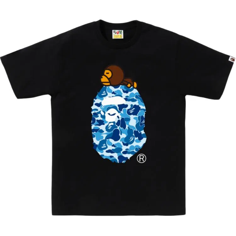 Детская футболка с камуфляжным принтом A BATHING APE, черный и Синий