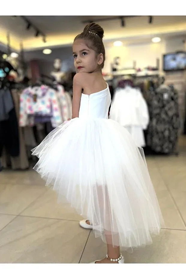 Детское платье для девочек с вышивкой Adalya Butik, White — фото 4