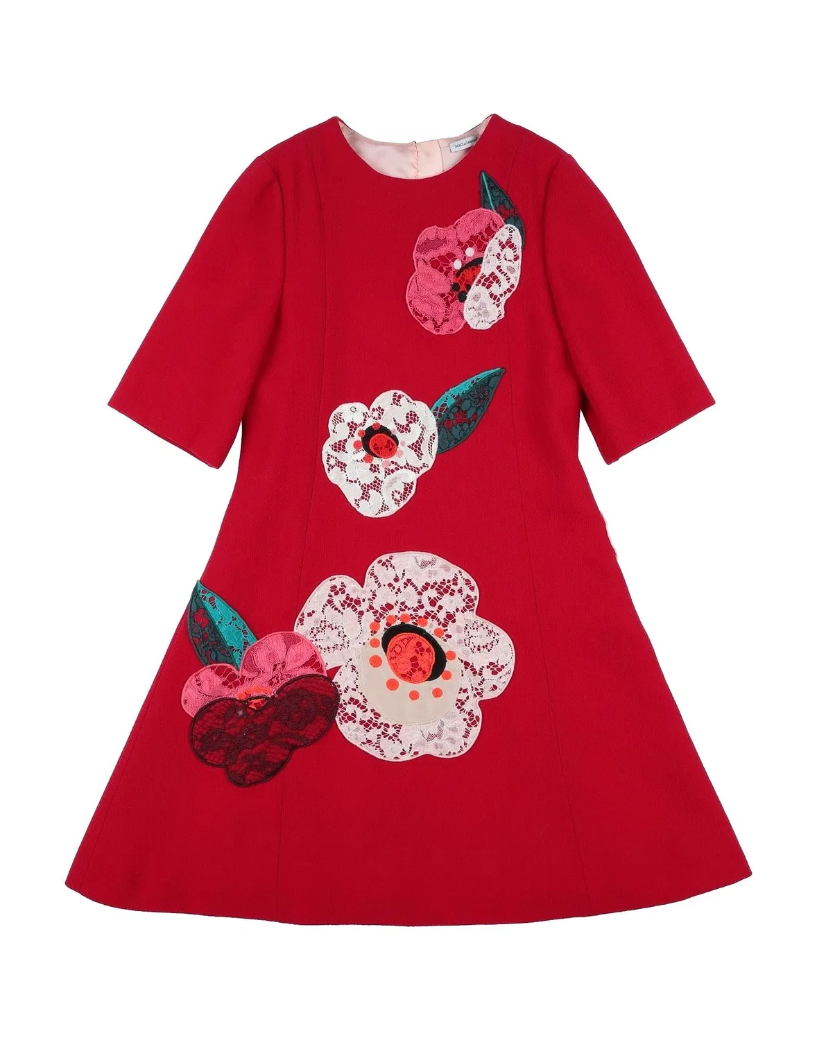 Детское платье из крепа с вышивкой Dolce&Gabbana, красный