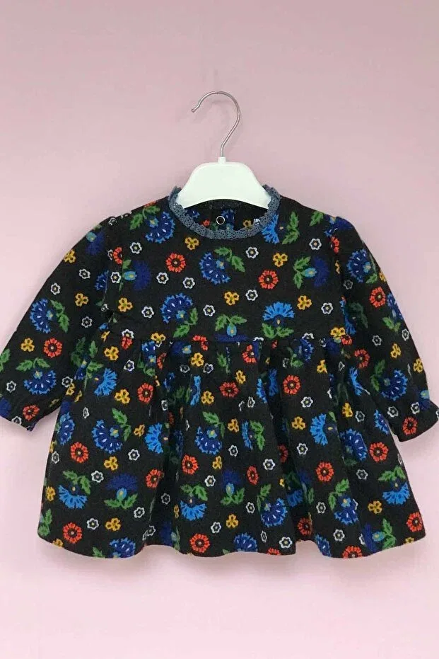 Детское платье для девочек кружевное с воротником Bertuğ Bebek, Black