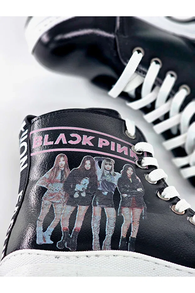 Детские ботинки для девочек с принтом Blackpink Bdkbutik, Black — фото 3