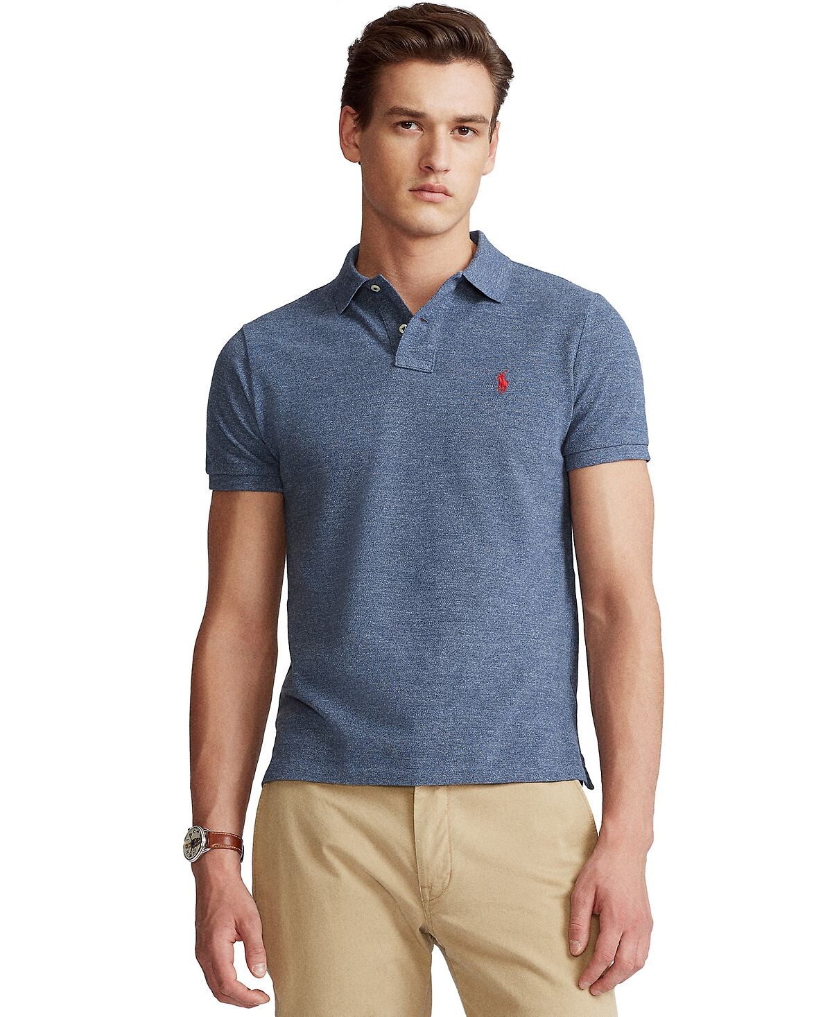 Мужская футболка-поло slim fit из сетчатой ​​ткани на заказ Polo Ralph Lauren, мульти — фото 2