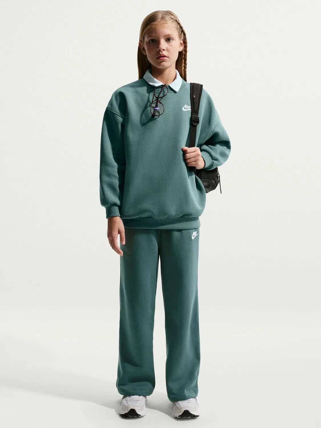 Свитшот оверсайз, флис Nike Club Nike, минеральный сланец
