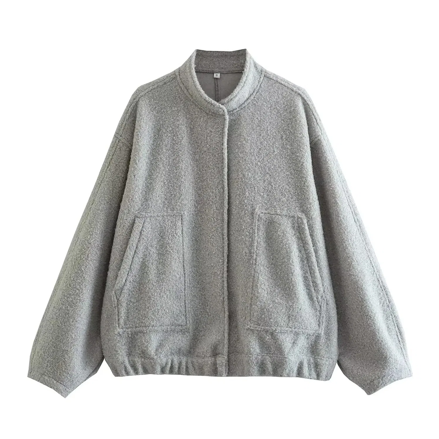 Женское пальто оверсайз из смесовой шерсти с длинным рукавом, Grigio Chiaro
