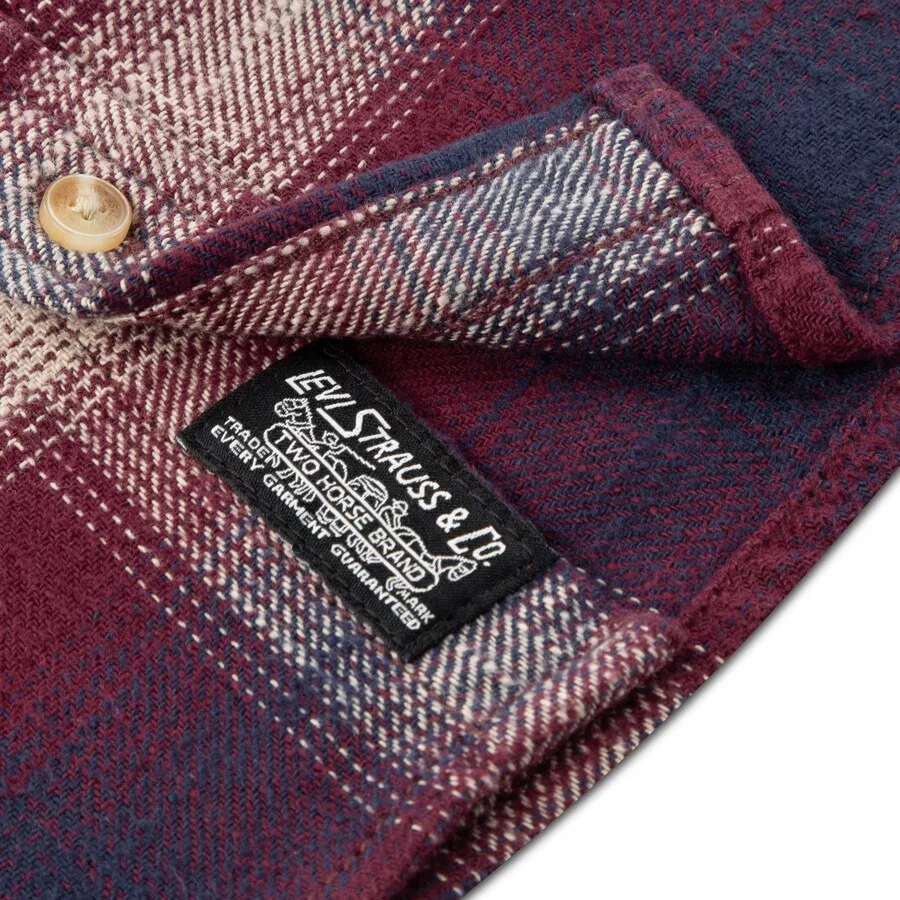 Детская рубашка Levi's Kids на пуговицах стандартного кроя, винно-красного цвета — фото 3